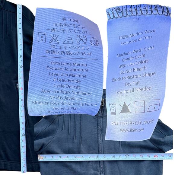 Ibex 100% Wool Long Double Zipper Activewear Jacket Sz S - Picture 3 of 6